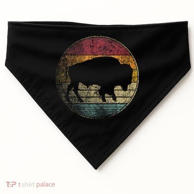 Buffalo Distressed Retro Bison Animal Lover USA-Made Doggie Bandana