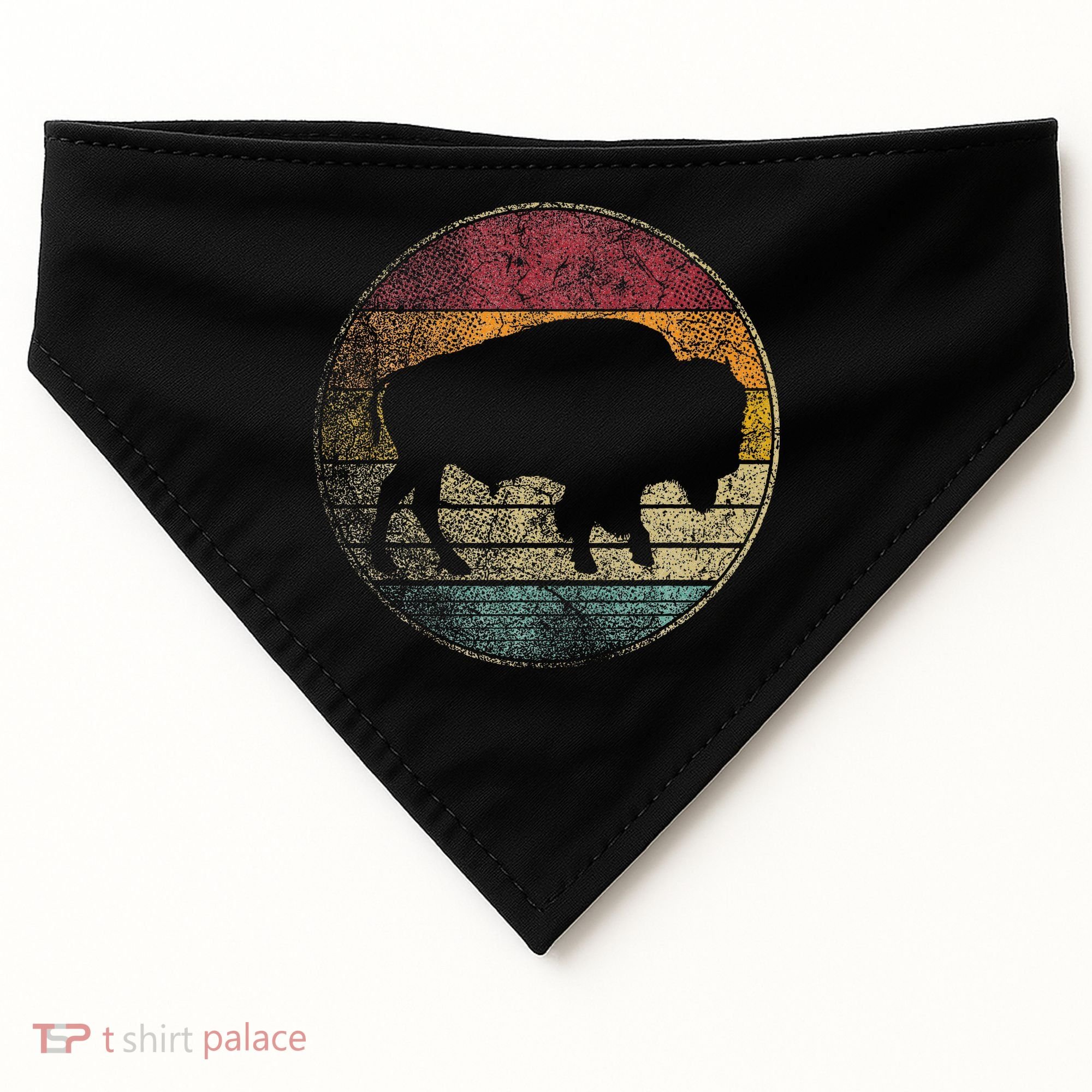 Buffalo Distressed Retro Bison Animal Lover USA-Made Doggie Bandana