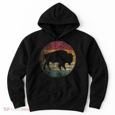 Buffalo Distressed Retro Bison Animal Lover Hoodie