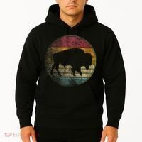 Buffalo Distressed Retro Bison Animal Lover Hoodie thumb 2