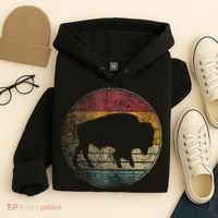 Buffalo Distressed Retro Bison Animal Lover Hoodie thumb 4