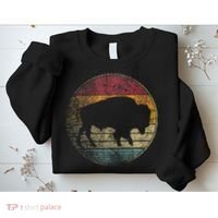 Buffalo Distressed Retro Bison Animal Lover Sweatshirt thumb 2