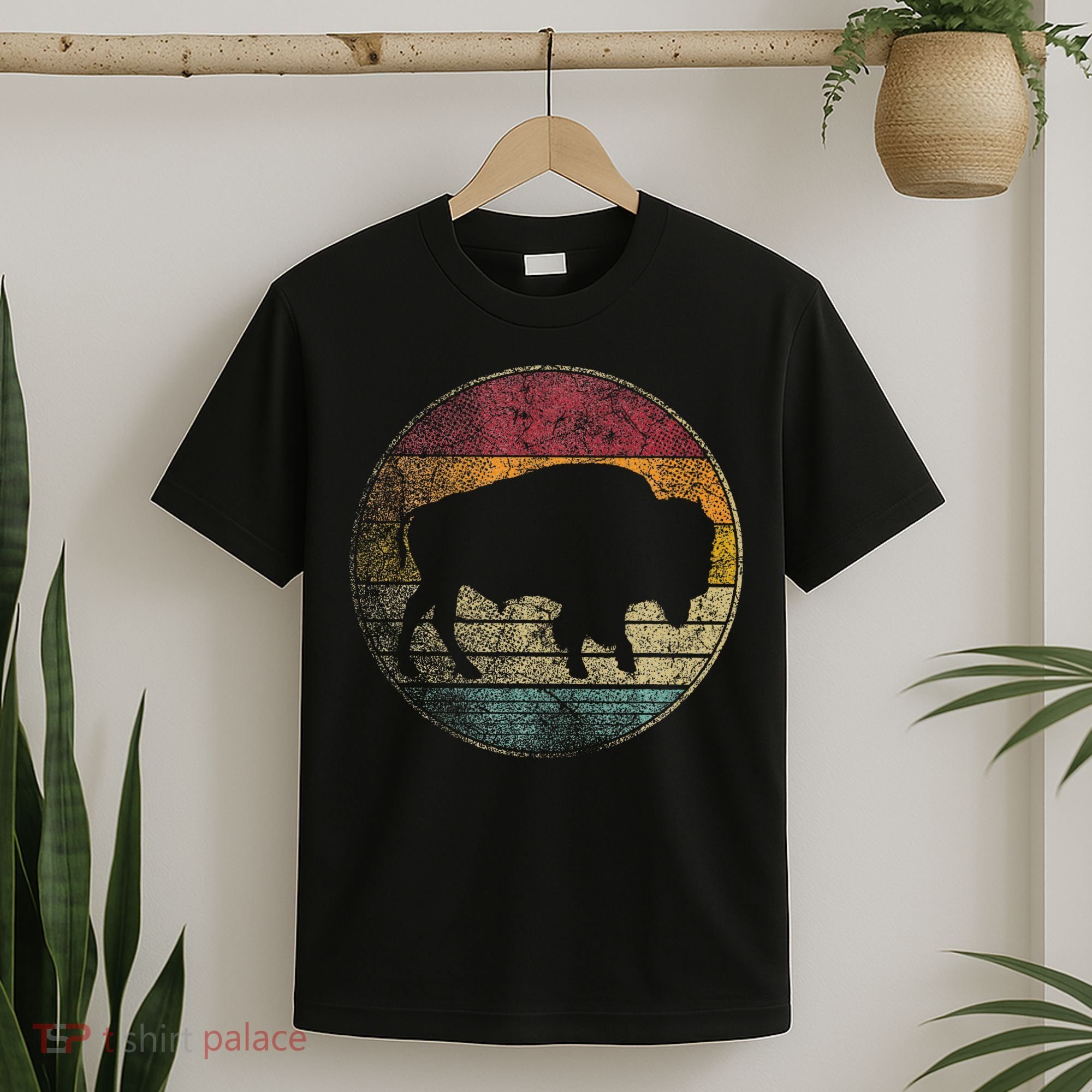 Buffalo Distressed Retro Bison Animal Lover T-Shirt