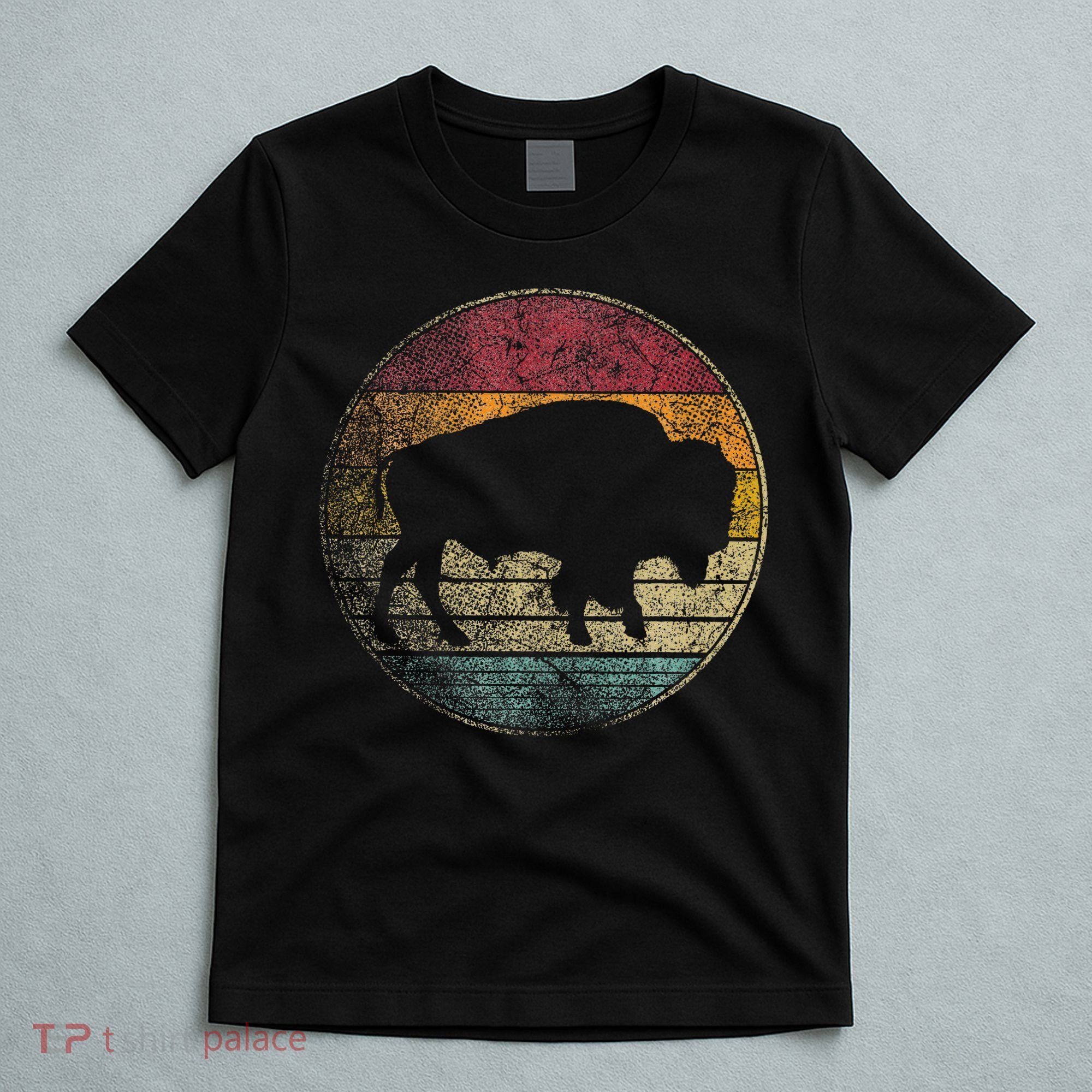 Buffalo Distressed Retro Bison Animal Lover T-Shirt