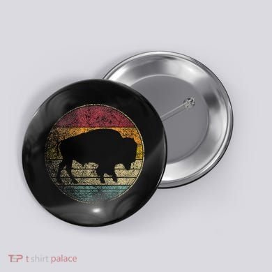 Buffalo Distressed Retro Bison Animal Lover Button