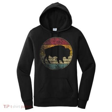 Buffalo Distressed Retro Bison Animal Lover Women's Hoodie