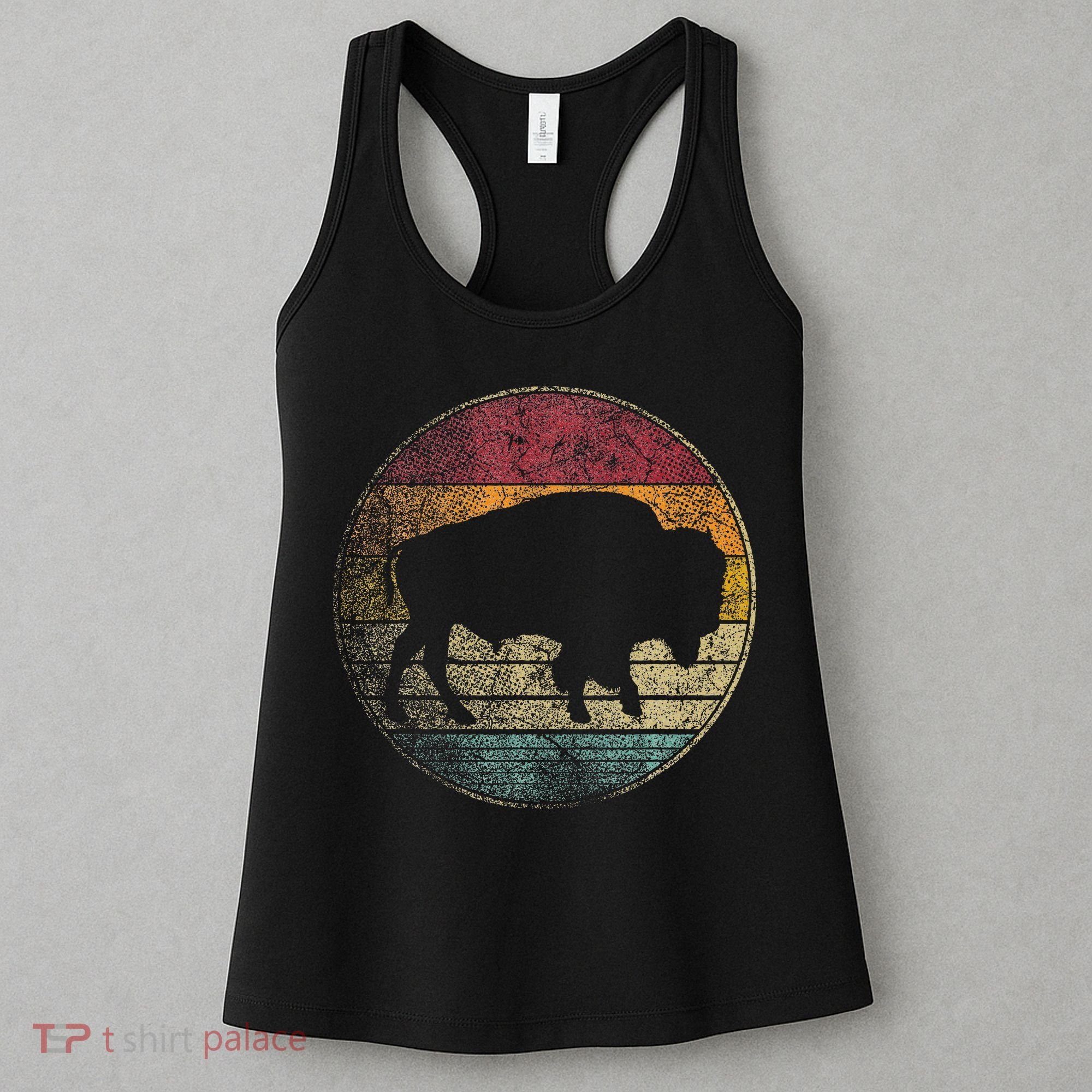 Buffalo Distressed Retro Bison Animal Lover Women's Tank Top