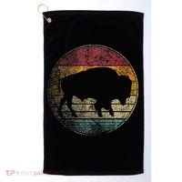 Buffalo Distressed Retro Bison Animal Lover Golf Towel thumb 0