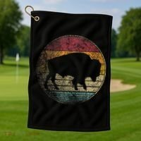 Buffalo Distressed Retro Bison Animal Lover Golf Towel thumb 1