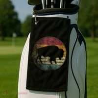 Buffalo Distressed Retro Bison Animal Lover Golf Towel thumb 2