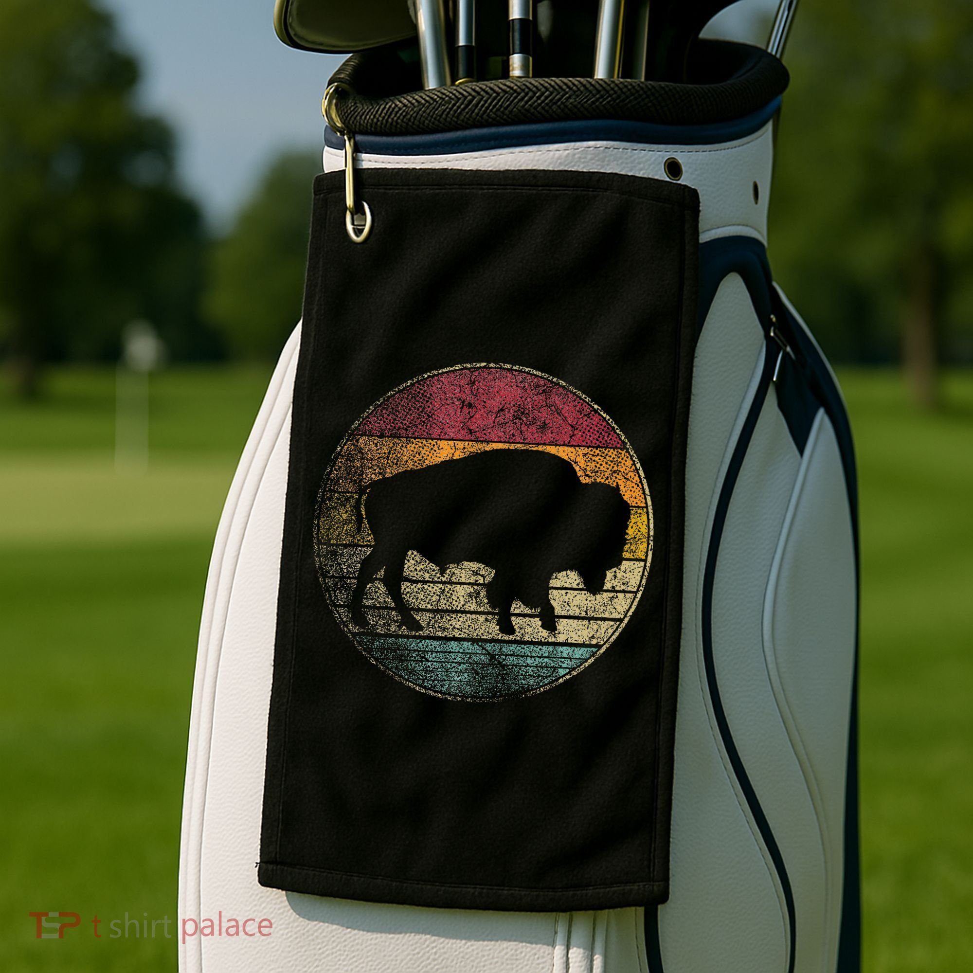 Buffalo Distressed Retro Bison Animal Lover Golf Towel