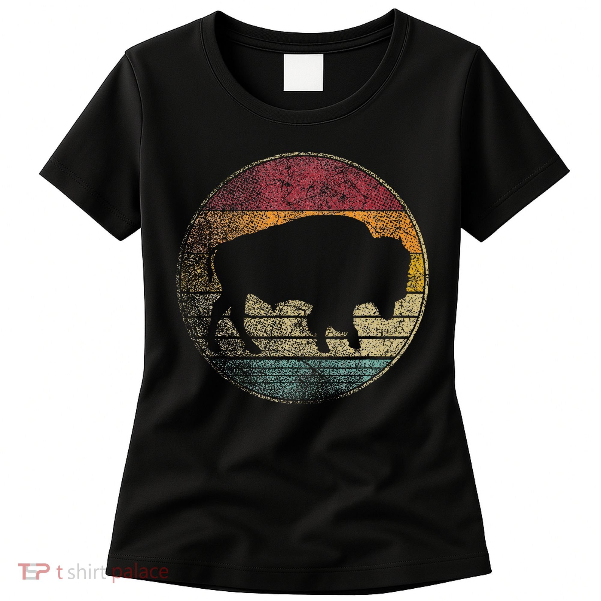 Buffalo Distressed Retro Bison Animal Lover Women's T-Shirt