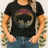 Buffalo Distressed Retro Bison Animal Lover Women's T-Shirt thumb 2