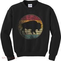 Buffalo Distressed Retro Bison Animal Lover Kids Sweatshirt thumb 0