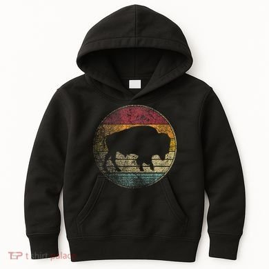 Buffalo Distressed Retro Bison Animal Lover Kids Hoodie