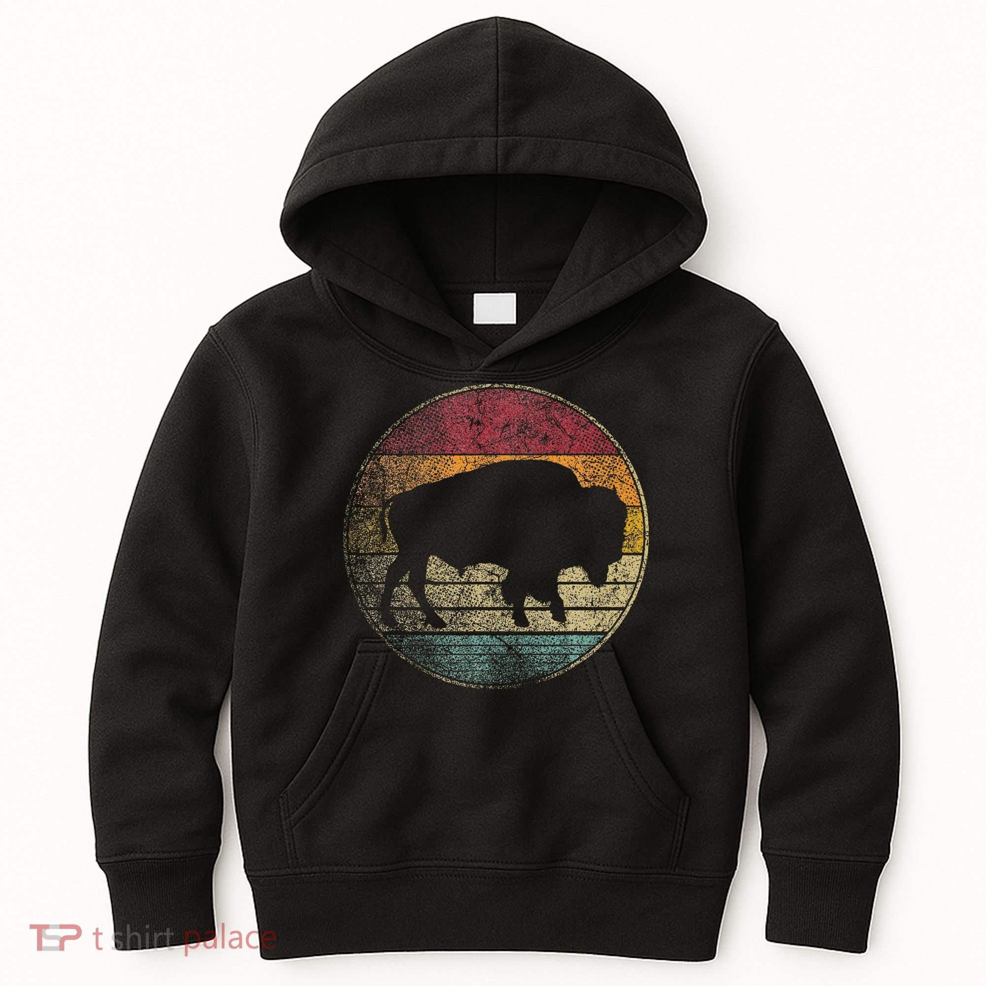 Buffalo Distressed Retro Bison Animal Lover Kids Hoodie