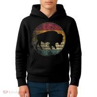 Buffalo Distressed Retro Bison Animal Lover Kids Hoodie thumb 4