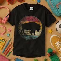 Buffalo Distressed Retro Bison Animal Lover Kids T-Shirt thumb 3