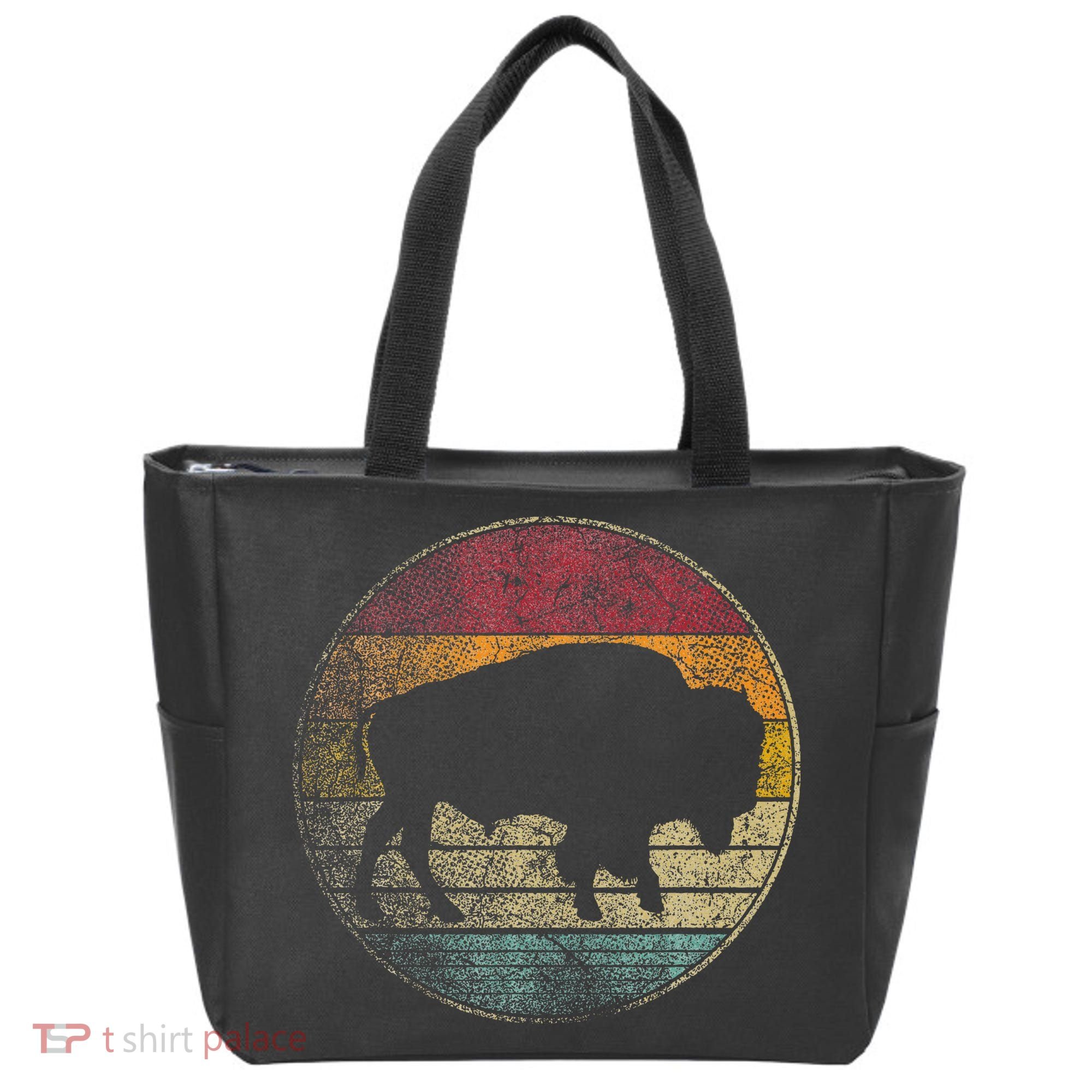 Buffalo Distressed Retro Bison Animal Lover Tote Bag
