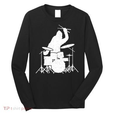 Bigfoot Drumstick Sasquatch Drumming Drummer Drums Player Long Sleeve Shirt