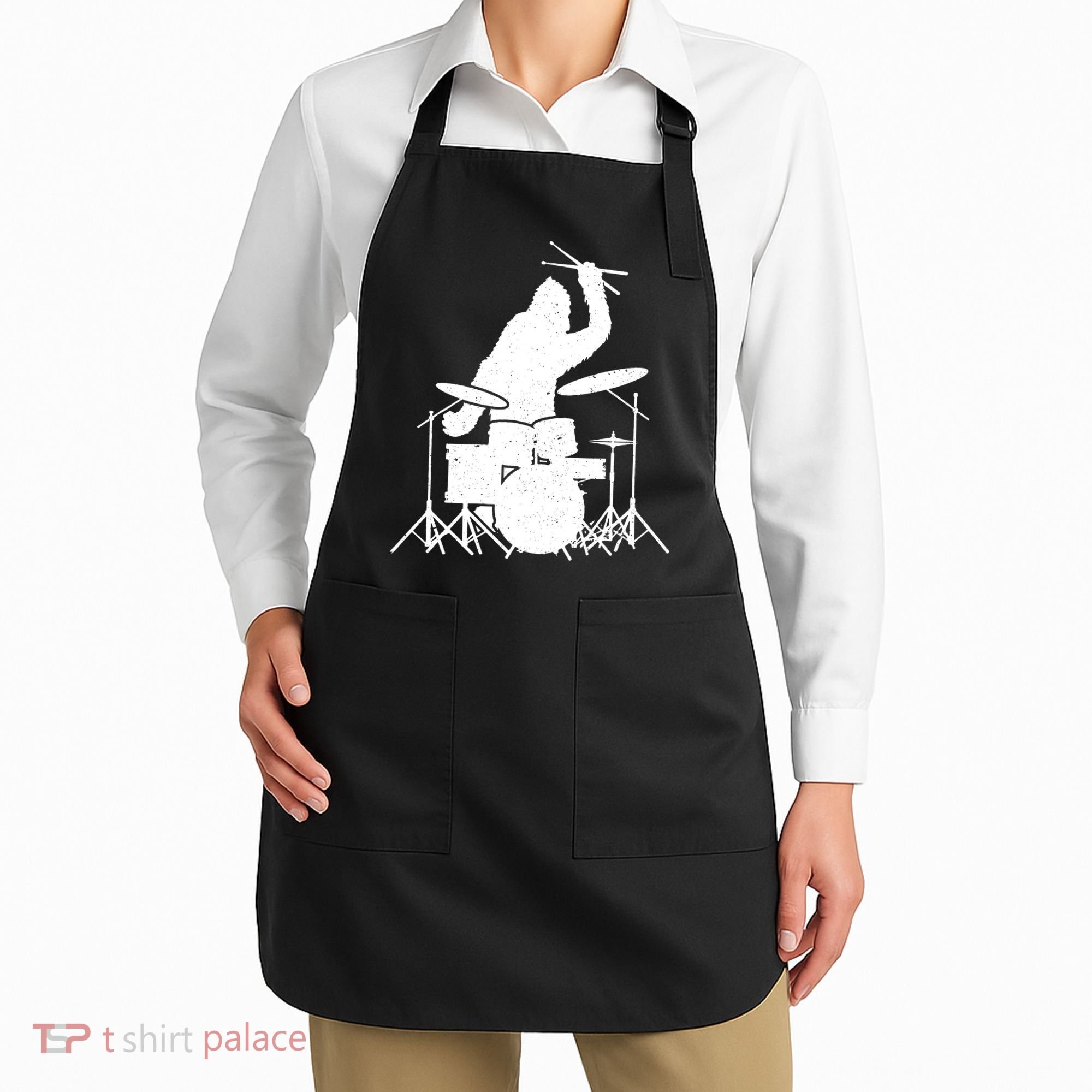 Bigfoot Drumstick Sasquatch Drumming Drummer Drums Player Apron