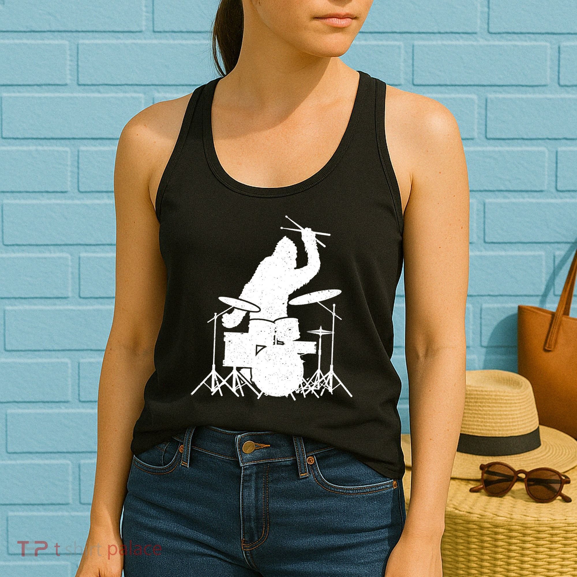 Bigfoot Drumstick Sasquatch Drumming Drummer Drums Player Women's Tank Top