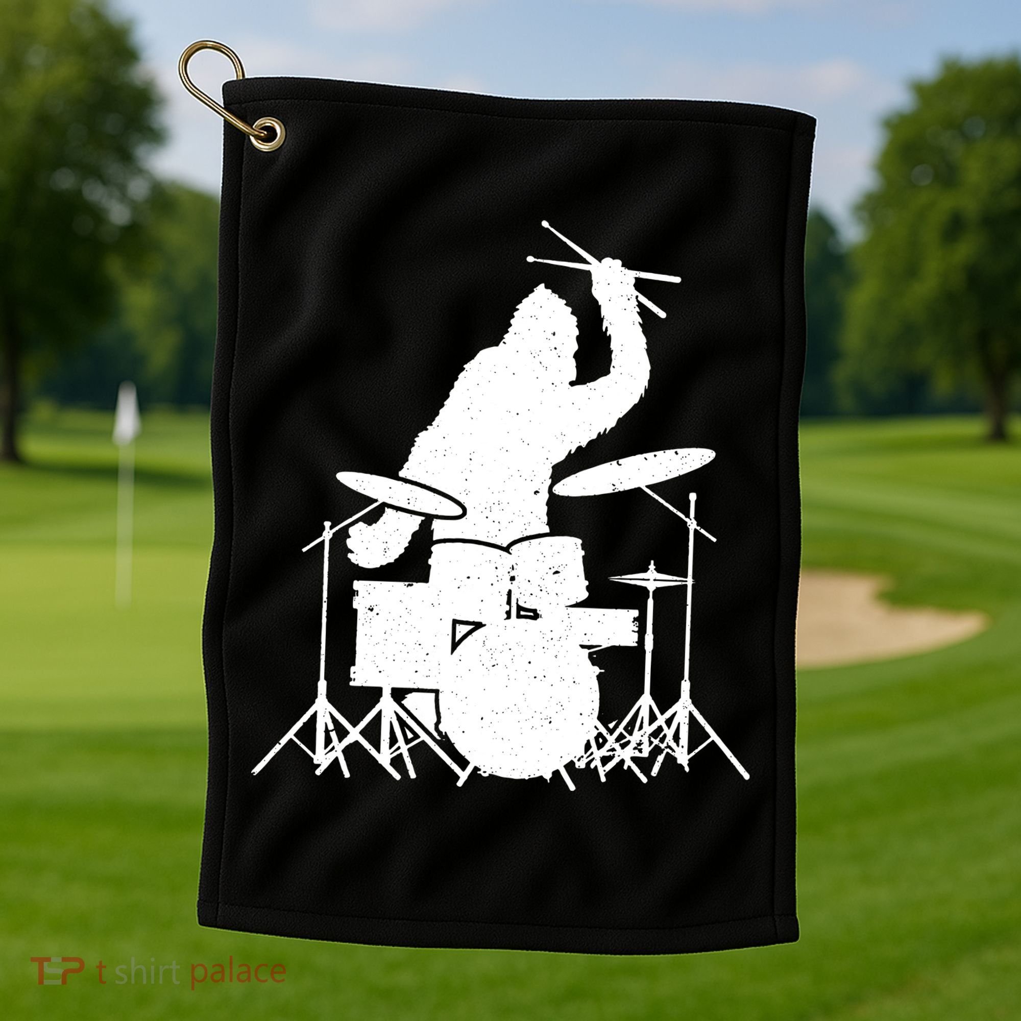 Bigfoot Drumstick Sasquatch Drumming Drummer Drums Player Golf Towel