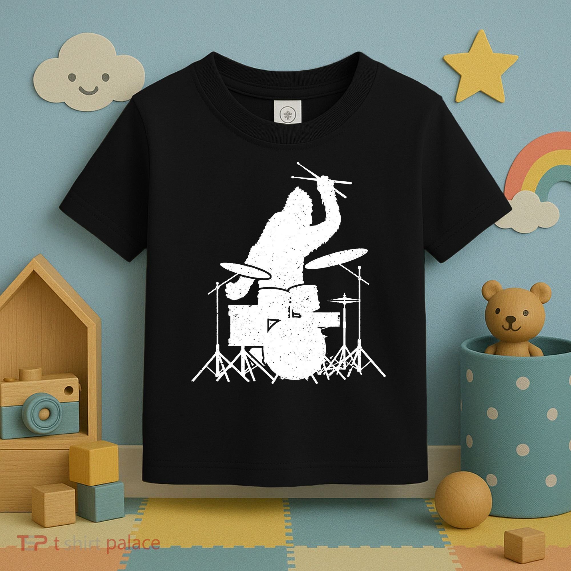 Bigfoot Drumstick Sasquatch Drumming Drummer Drums Player Toddler T-Shirt