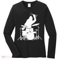 Bigfoot Drumstick Sasquatch Drumming Drummer Drums Player Women's Long Sleeve Shirt thumb 0