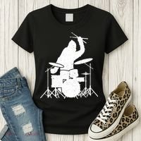 Bigfoot Drumstick Sasquatch Drumming Drummer Drums Player Women's T-Shirt thumb 3