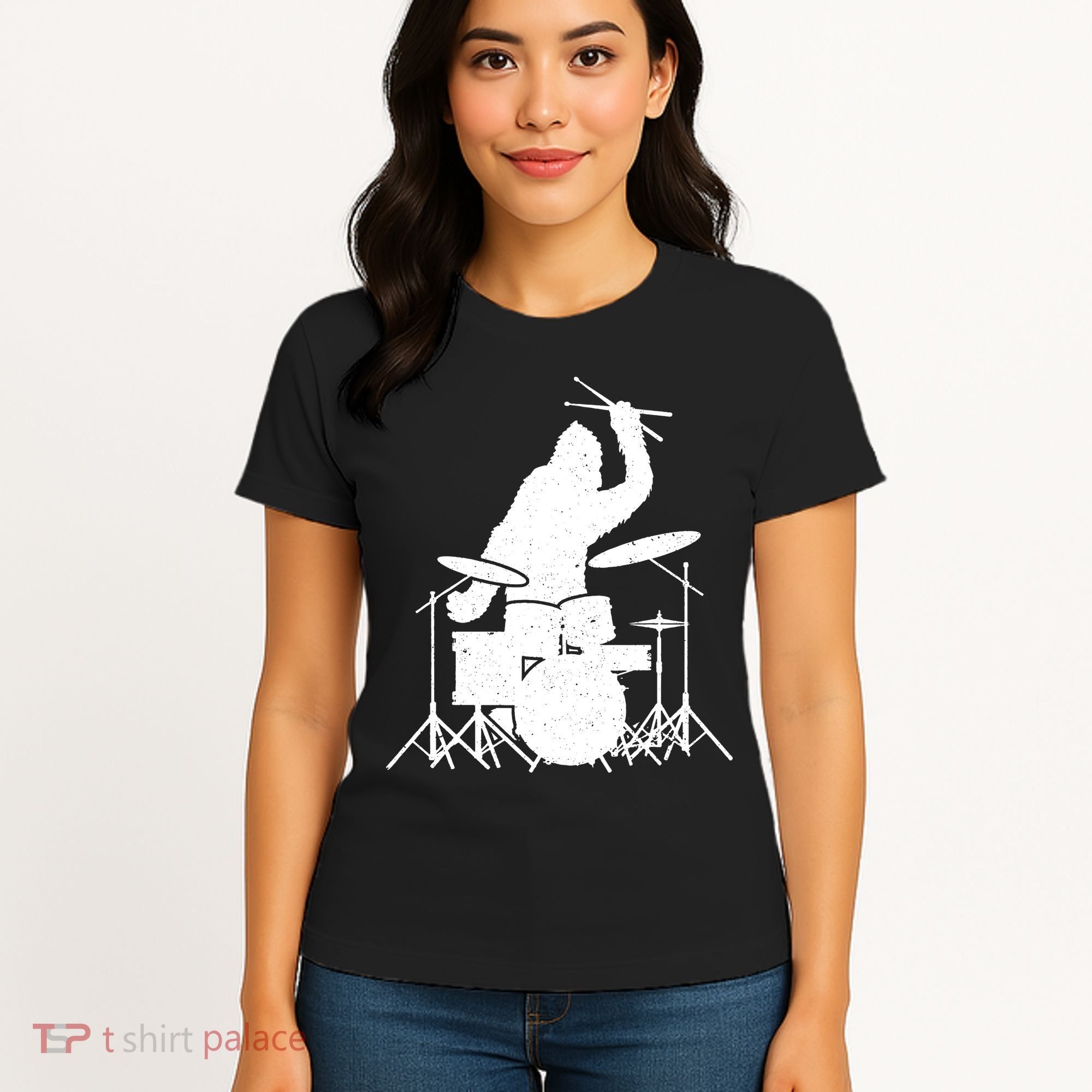 Bigfoot Drumstick Sasquatch Drumming Drummer Drums Player Women's T-Shirt