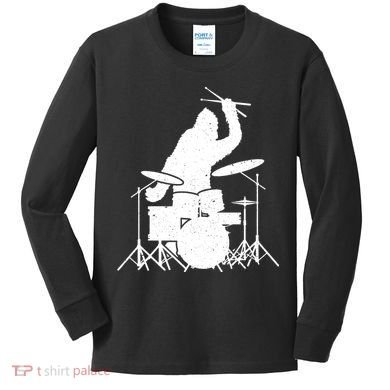 Bigfoot Drumstick Sasquatch Drumming Drummer Drums Player Kids Long Sleeve Shirt