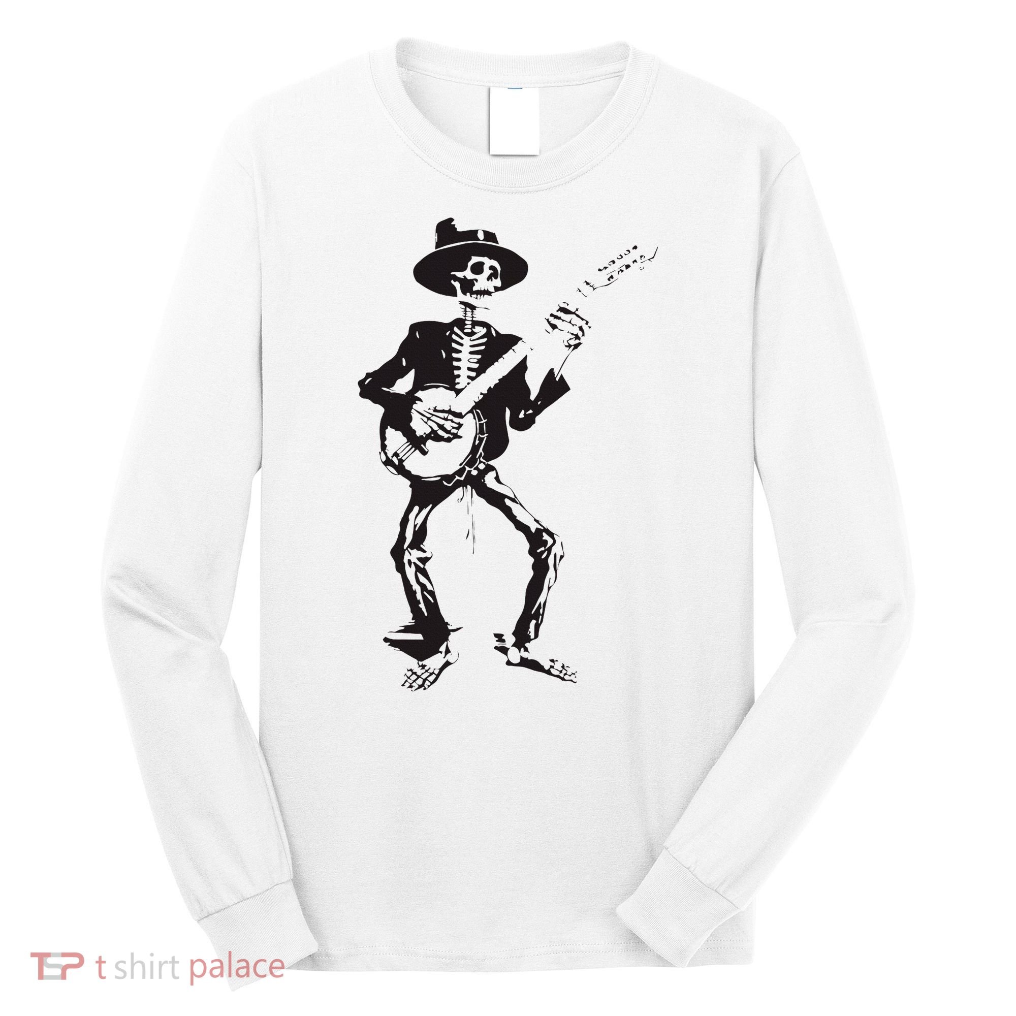 Banjo Dancing Skeleton Bluegrass Music Festival Long Sleeve Shirt