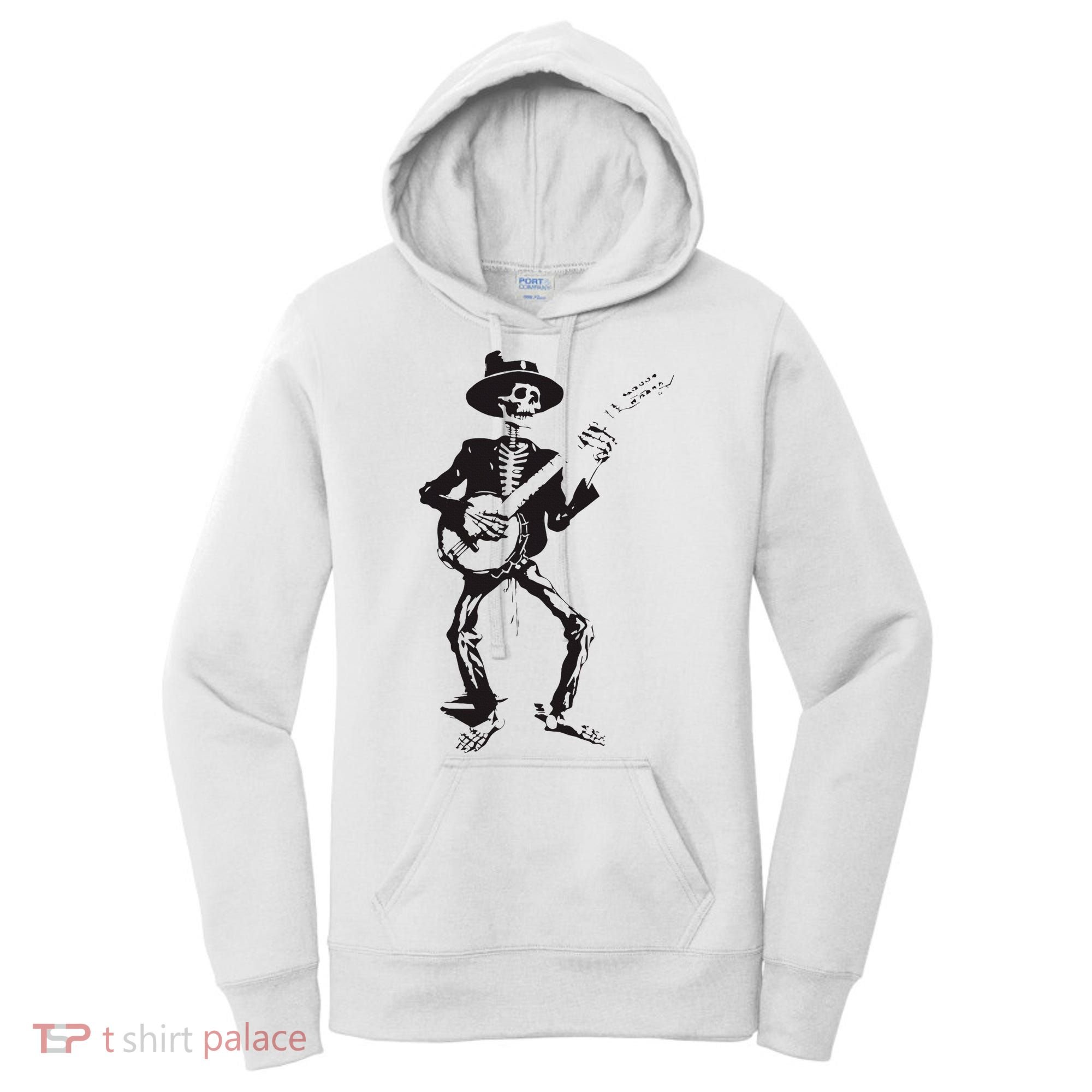 Banjo Dancing Skeleton Bluegrass Music Festival Women's Hoodie