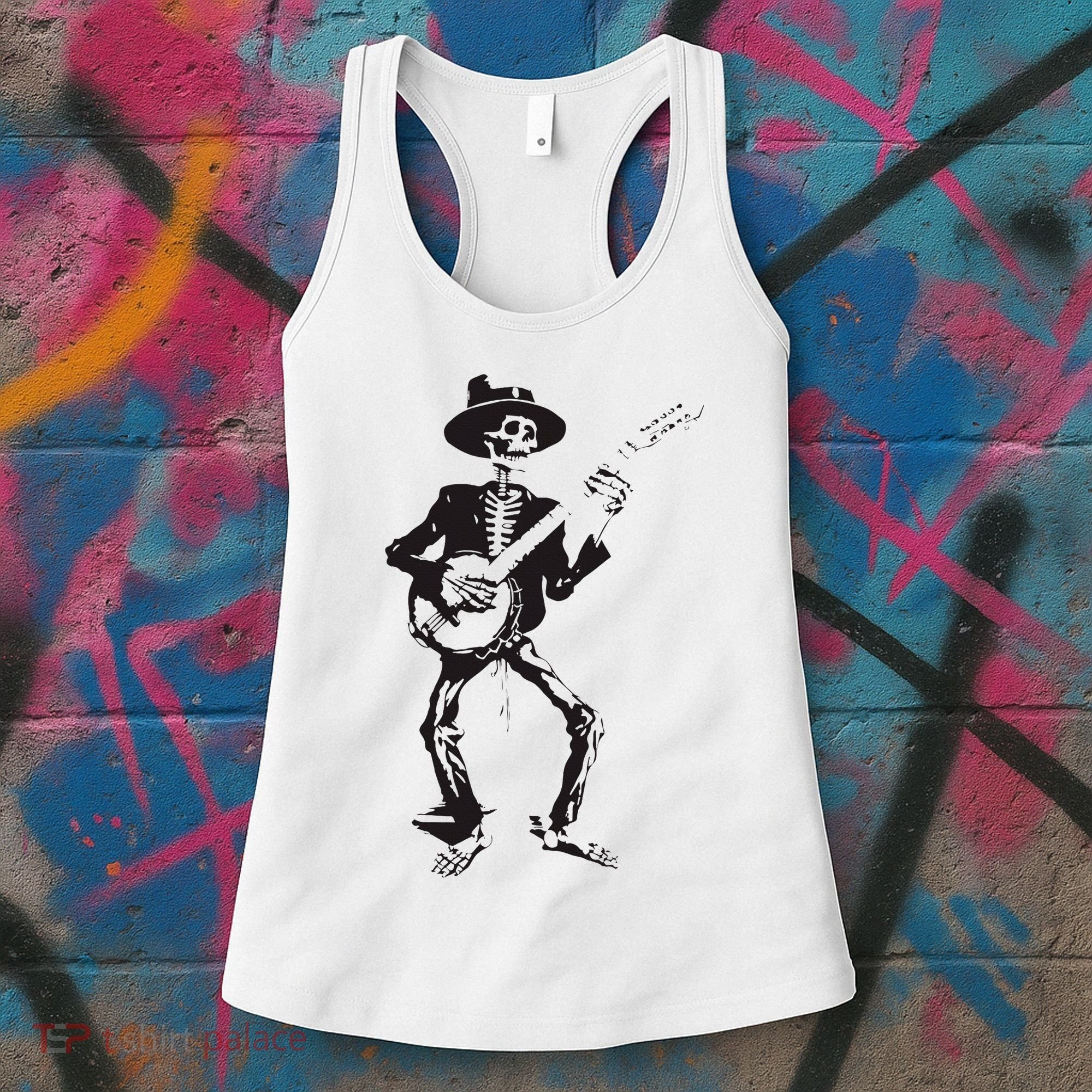 Banjo Dancing Skeleton Bluegrass Music Festival Women's Tank Top