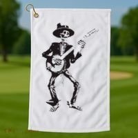 Banjo Dancing Skeleton Bluegrass Music Festival Golf Towel thumb 1