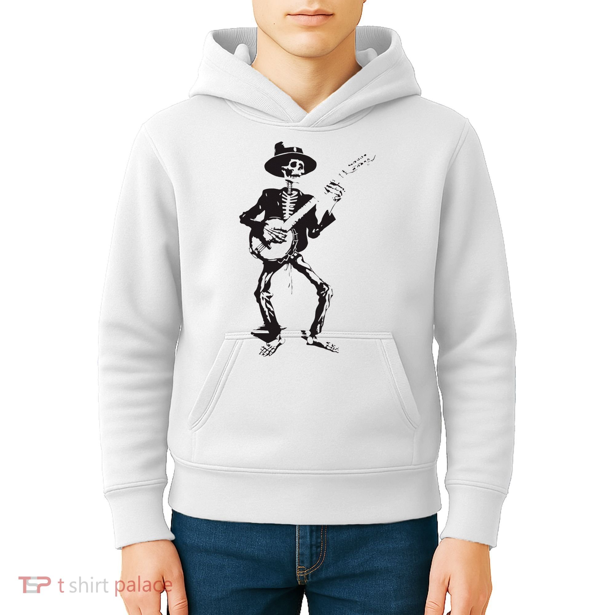 Banjo Dancing Skeleton Bluegrass Music Festival Kids Hoodie