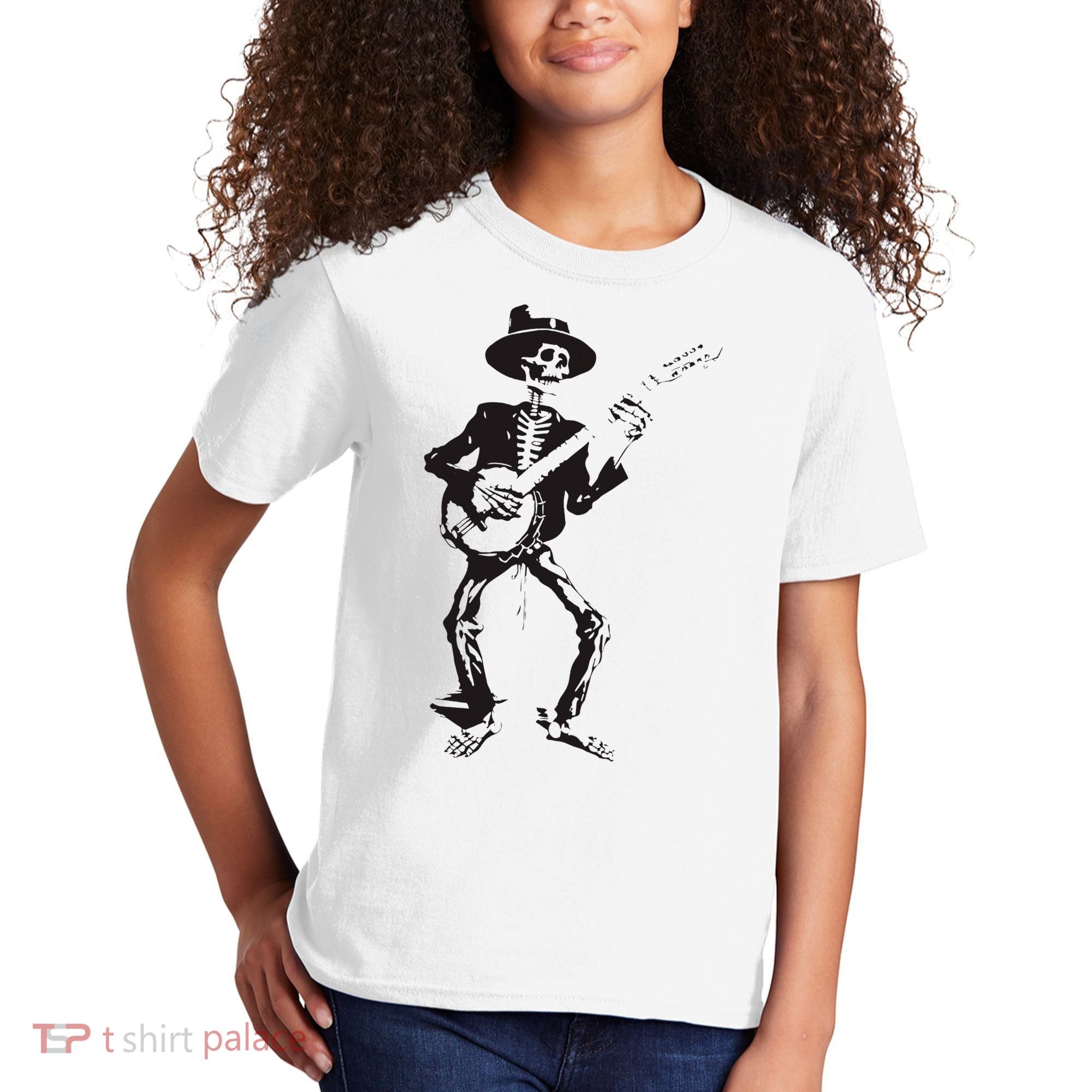 Banjo Dancing Skeleton Bluegrass Music Festival Kids T-Shirt