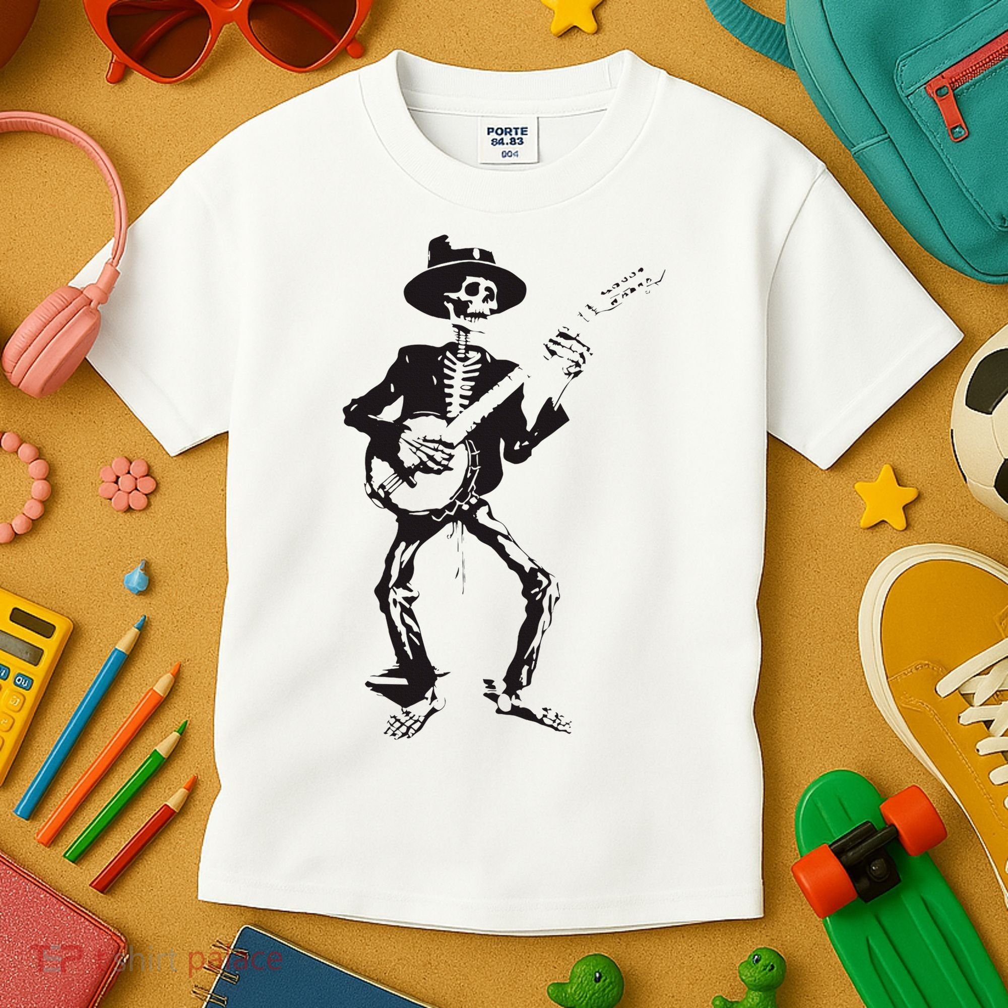 Banjo Dancing Skeleton Bluegrass Music Festival Kids T-Shirt