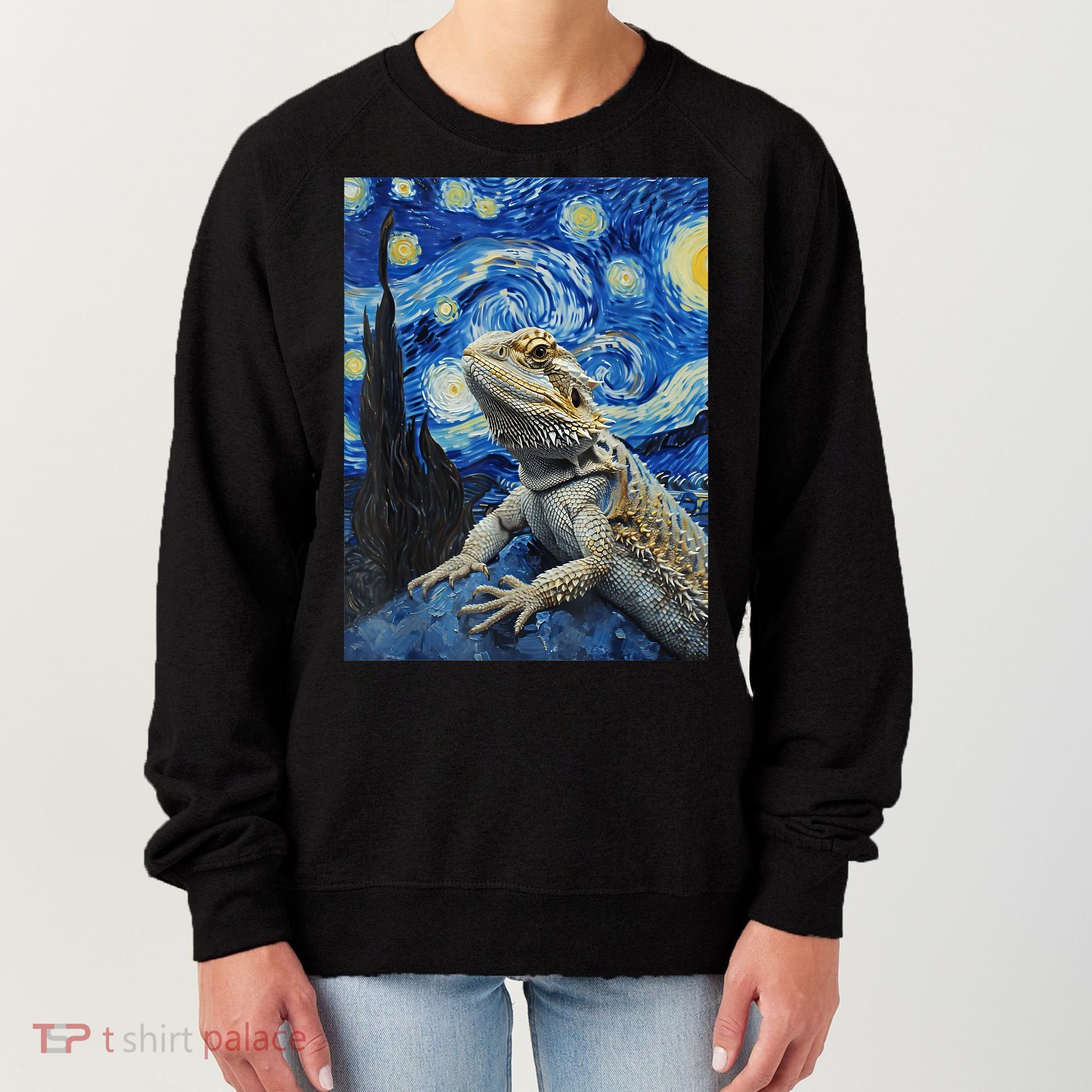 Bearded Dragon Starry Night Van Gogh Style Women's Sweatshirt