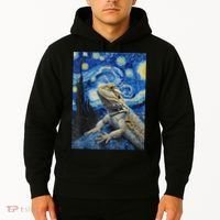 Bearded Dragon Starry Night Van Gogh Style Hoodie thumb 2