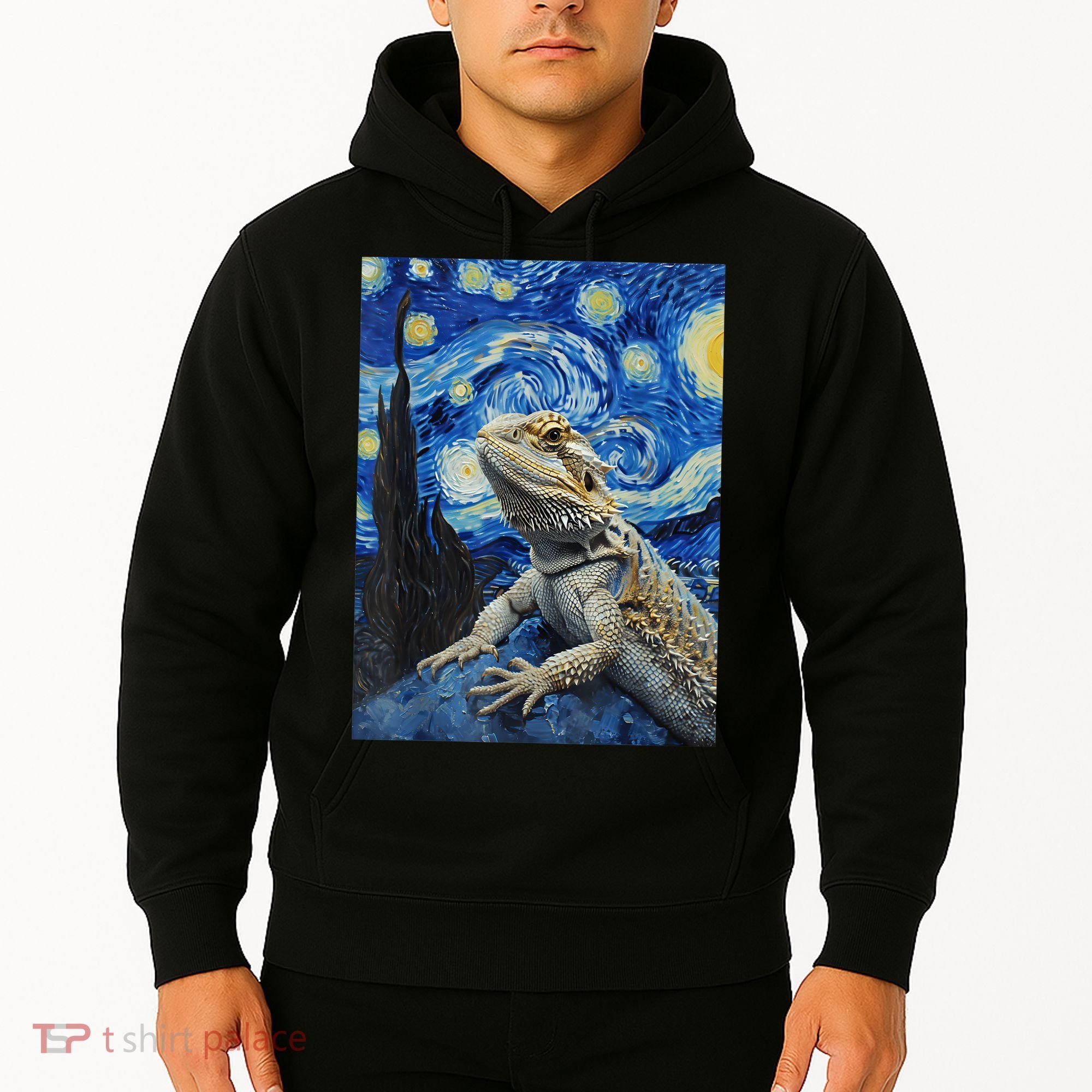 Bearded Dragon Starry Night Van Gogh Style Hoodie
