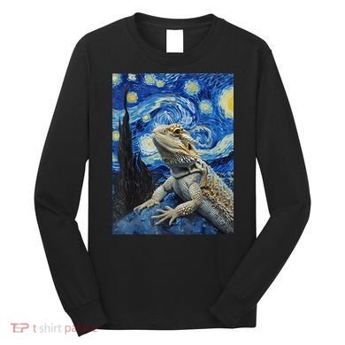 Bearded Dragon Starry Night Van Gogh Style Long Sleeve Shirt