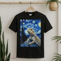 Bearded Dragon Starry Night Van Gogh Style T-Shirt thumb 2