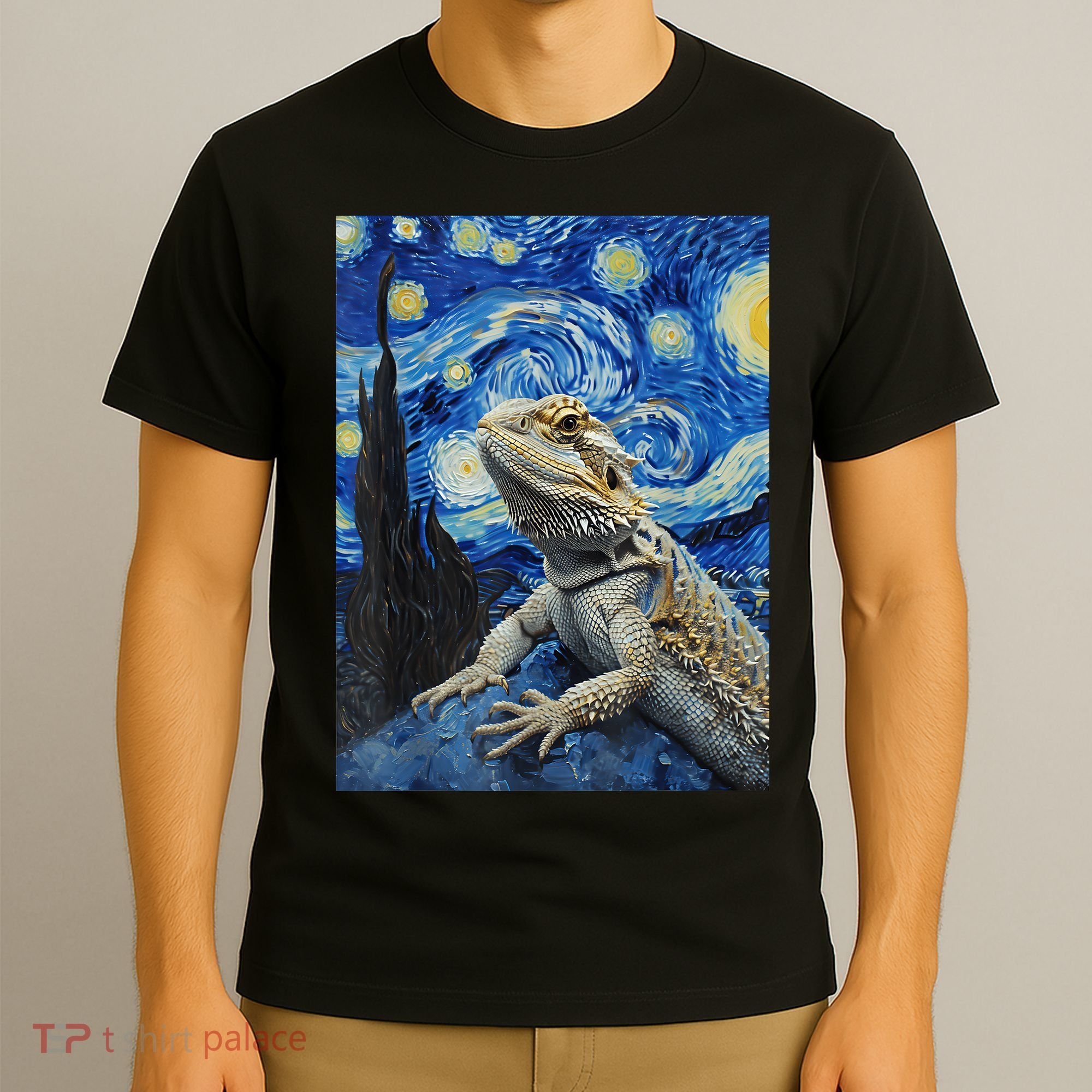 Bearded Dragon Starry Night Van Gogh Style T-Shirt