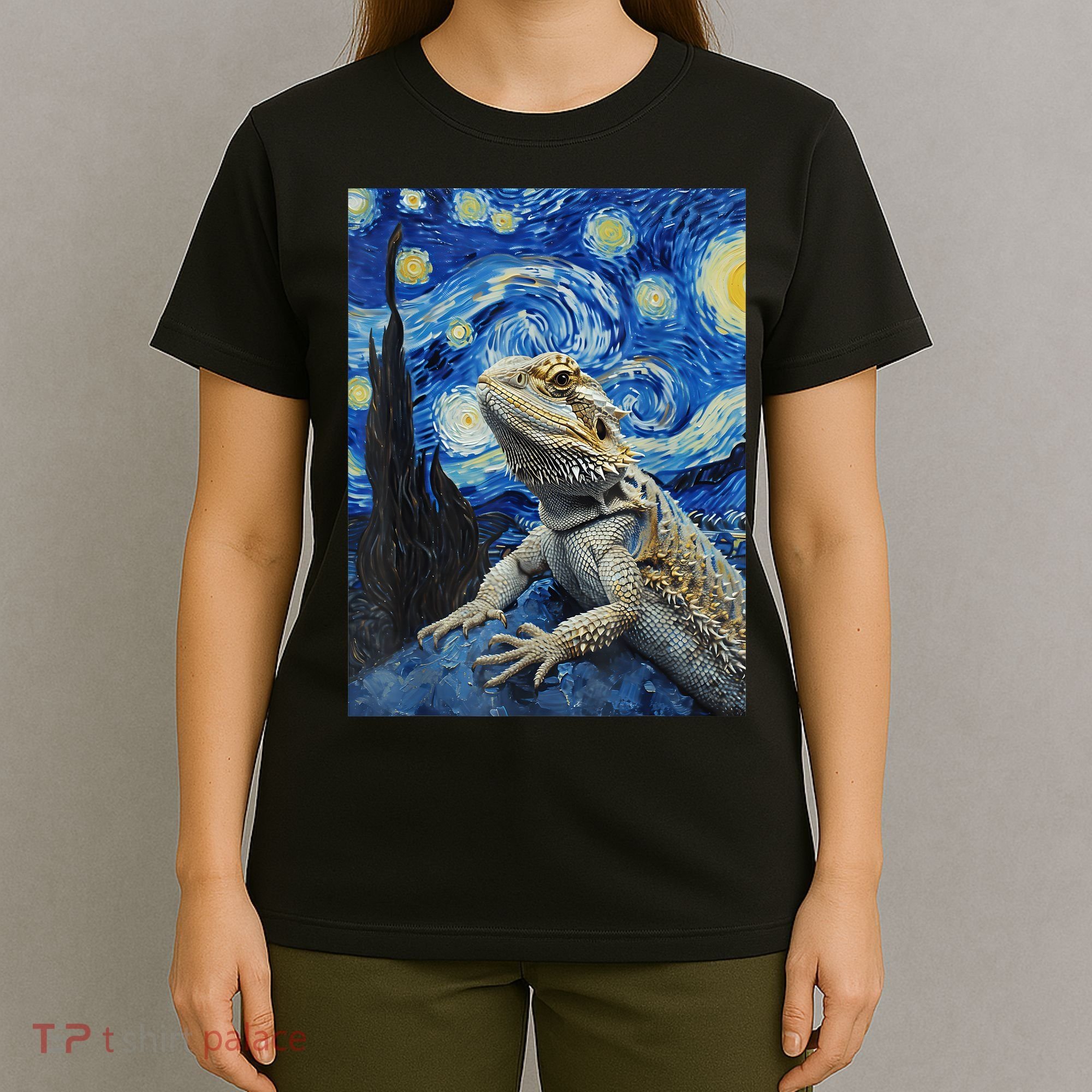 Bearded Dragon Starry Night Van Gogh Style T-Shirt