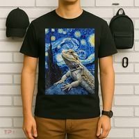Bearded Dragon Starry Night Van Gogh Style T-Shirt thumb 6