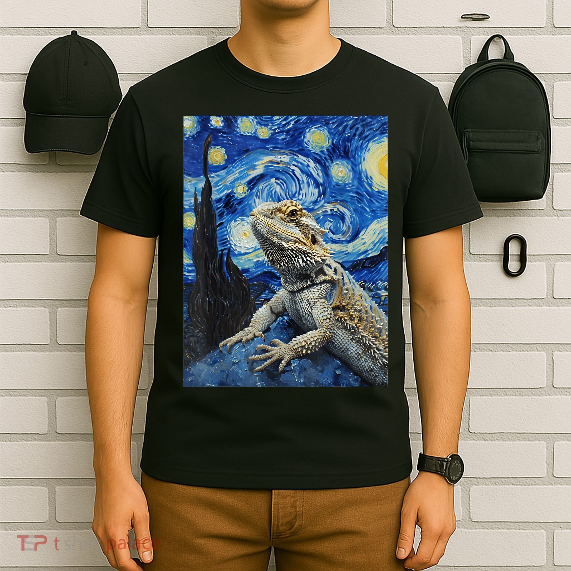 Bearded Dragon Starry Night Van Gogh Style T-Shirt