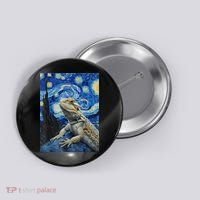 Bearded Dragon Starry Night Van Gogh Style Button thumb 0