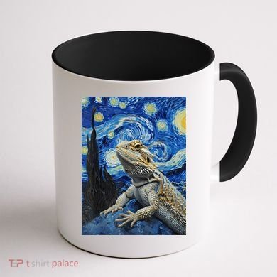Bearded Dragon Starry Night Van Gogh Style Coffee Mug back